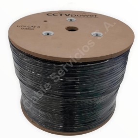 Cable UTP CAT5E 4 pares  24 AWG 100% cobre para exteriores  305 mts negro