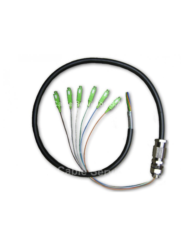 Cable de servicio para nodo óptico  de 6  fibras y 6 conectores SC/APC 15 mts