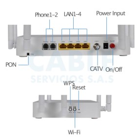 ZXHN F688 V9.0  ZTE® ONT GPON 2.4GHz y 5GHz WiFi doble banda RF CATV