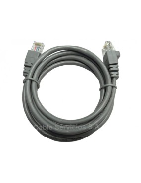 Cable patch cord UTP CAT5e sin blindaje gris de  1.5 mts con conectores RJ45 macho 26 AWG