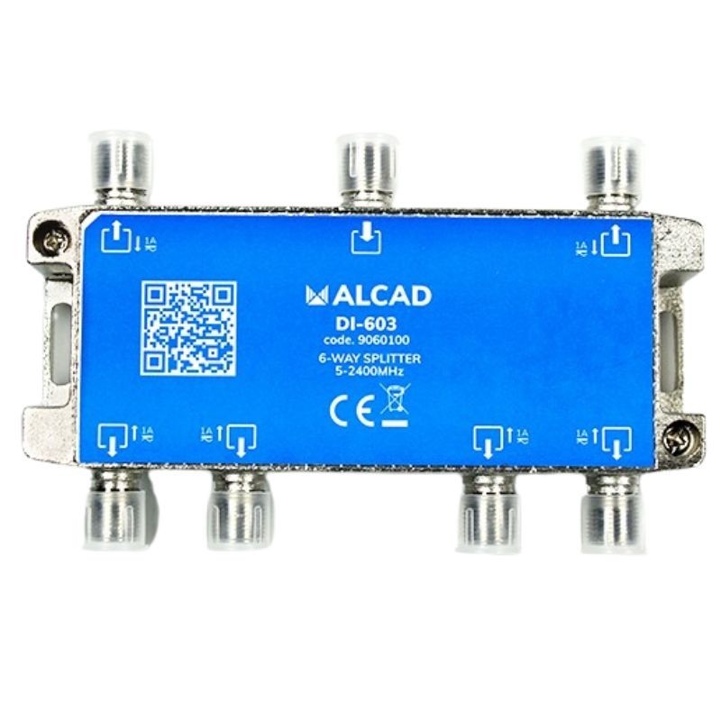 Splitter domiciliario de seis vías de alta frecuencia 5 - 2400 MHz