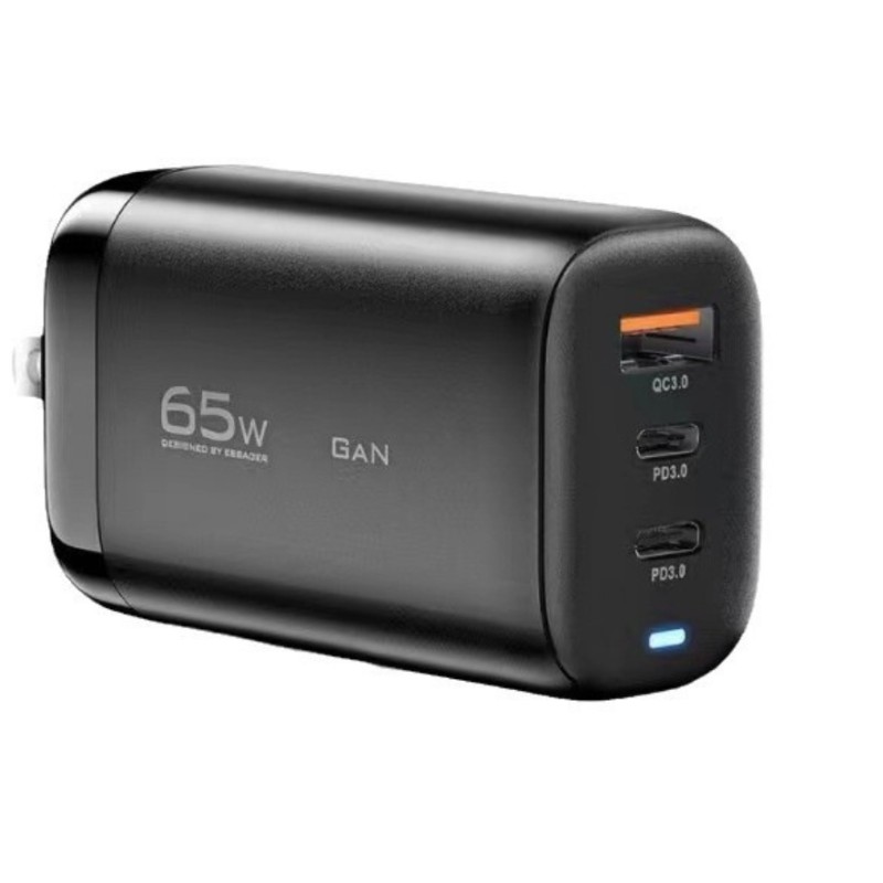 Cargador Rápido GaN 65W | 3 Puertos USB-C y USB-A para Portátil y Móvil