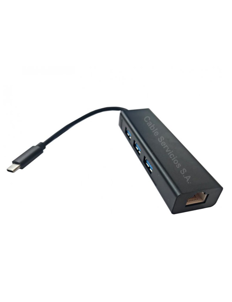 Adaptador USB 3.1 Tipo C a Rj45 USB LAN Ethernet + Hub 3 Puertos