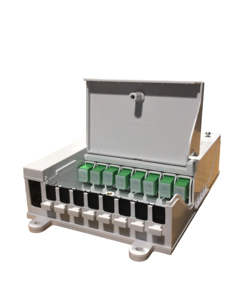 Caja terminal de fibra óptica 2 puertos, 2 adaptadores SC-APC A86 ABS
